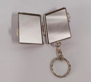 <b>Personalized</b> Foldable Pocket Mirror <b>Keychain</b> Silver Mini Vanity Mirror - Product Image 3