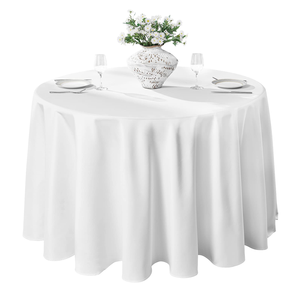 Custom Wholesale White Anti-Stain Premium 120 Inch <b>Round</b> Polyester <b>Tablecloth</b> for Restaurant Wedding Banquet - Product Image 1