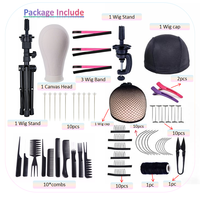 Kit de fabrication de perruques : Tête en toile de liège avec support réglable (tailles 21-23 pouces) et ensemble d'outils inclus