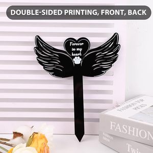 Black Angel Wings Pet Memorial Stake con <span class=keywords><strong>palabras</strong></span> <span class=keywords><strong>de</strong></span> recuerdo, Dog Prints Sympathy Dog Grave Plaque Cemetery Markers Decoraciones - Product Image 3