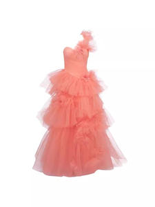 S3102L Nouvelle <span class=keywords><strong>robe</strong></span> de <span class=keywords><strong>soirée</strong></span> élégante à fleurs en trois dimensions, épaules dénudées, jupe plissée, tenue de <span class=keywords><strong>soirée</strong></span> formelle pour adultes - Product Image 2