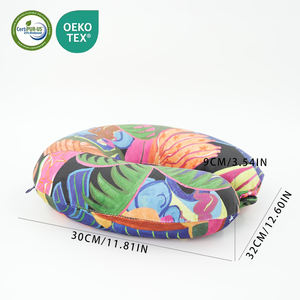 Oreiller de méditation en forme de U personnalisé en gros OEM, soutien pour le cou, repos cervical, avion, voiture, mousse à mémoire de forme, imprimé léopard, portable, doux - Product Image 2