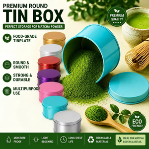 Wholesale Custom Round Matcha Tin Can Multi <strong>Purpose</strong> Moisture Proof Metal Box Tea <strong>Container</strong> Food Grade Metal Cans - Product Image 1