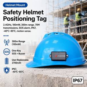 Manufacturer 2.4GHz 100mW Helmet SOS <b>Tag</b> 300m IP67 2700mAH Replaceable Battery -40°C for Construction Mining Worker Safety - Product Image 1