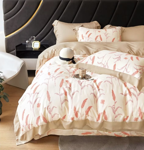 Parure <span class=keywords><strong>de</strong></span> lit en lyocell imprimé 300T, douce pour la peau, pour dormir nu, fraîcheur printemps-été, draps en soie - Product Image 5