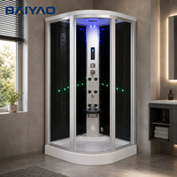 Bon marché Prix Doré 90x90 Porte Coulissante Verre Transparent Salle De Douche De Massage Cabines À Vapeur avec Cadre Brossé pour La Maison
