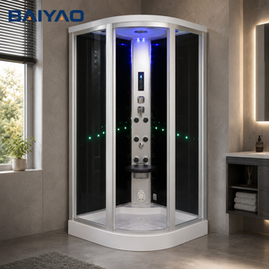 Bon marché Prix Doré <span class=keywords><strong>90x90</strong></span> Porte Coulissante Verre Transparent Salle De <span class=keywords><strong>Douche</strong></span> De Massage Cabines À Vapeur avec Cadre Brossé pour La Maison - Product Image 3