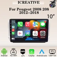 Autoradio Carplay pour Peugeot 2008 208 2012-2018 Lecteur multimédia 2din Stereo Headunit Android 10 Inch Autoradio Navigation GPS