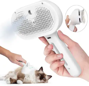 Peigne d'épilation pour animaux de compagnie à un bouton Brosse à cheveux de massage pour chiens et chats Brosse durable avec source d'alimentation par batterie