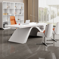 Bureau de direction de luxe 2000 mm avec bibliothèque intégrée, combinaison de style premium pour centre financier