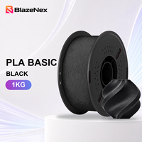 Filament d'impression PLA noir basique facile à imprimer BlazeNex 1,75 mm, bobine de 1 kg avec surface lisse et enroulement propre pour la fabrication de modèles FDM