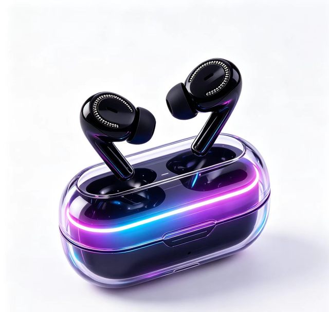 Stylish Rhinestone ANC Wireless Earbuds Hi-Fi Stereo RGB Light Headphones