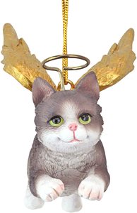 Albero di natale Ornamenti-Grigio Tabby Vacanza Angelo Ornamenti Gatto, Polyresin regalo per gli amanti del gatto, decorazione di Natale - Product Image 4
