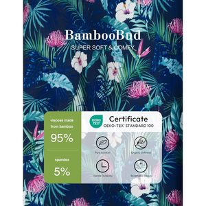 ชุดนอนผ้าใยไผ่ BambooBud สำหรับผู้หญิง แบบไม่มีแขน ระบายความร้อน คอกว้าง ลายดอกไม้ ทรงเอไลน์ ไซส์ S-XXL - Product Image 3