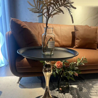Table basse ronde de luxe Table d'appoint en acier inoxydable couleur or Table d'angle haut de gamme