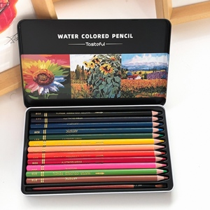 Set di 12 Matite Colorate Solubili in Acqua in Scatola di Latta a Forma di <span class=keywords><strong>Girasole</strong></span> per Bambini e Studenti, Materiali Artistici per <span class=keywords><strong>Disegno</strong></span> e Pittura - Product Image 2