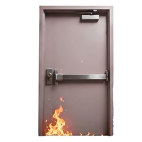 Porte coupe-feu en acier certifiée UL/Intertek pour centres commerciaux et bureaux, avec barres de secours et ferme-portes automatiques