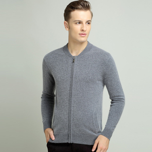 OEM <span class=keywords><strong>Cardigan</strong></span> en cachemire à col de baseball avec fermeture éclair complète personnalisé pour hommes <span class=keywords><strong>Cardigan</strong></span> en cachemire mélangé de <span class=keywords><strong>laine</strong></span> pour hommes - Product Image 4