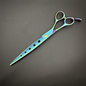 Tijeras Multiusos Azules de 7 Pulgadas con Cinco Orificios, Tijeras de Acero Inoxidable para Peluquería Canina - Product Image 2