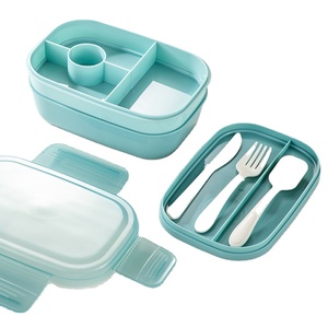 Hộp Cơm Trưa Bento có thể xếp chồng 3 lớp cho người lớn và trẻ em Hộp nhựa chống rò rỉ với bộ dụng cụ tích hợp - Product Image 1