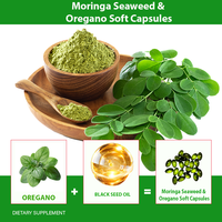 Kapsul Lunak Minyak Moringa OEM, Rumput Laut, dan Ekstrak Daun Oregano Meningkatkan Energi dan Imunitas, Kapsul Lunak Antioksidan