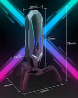 Microphone à condensateur USB de studio - Réduction du bruit, éclairage RGB, portable et léger, filaire pour jeux sur ordinateur et conférences