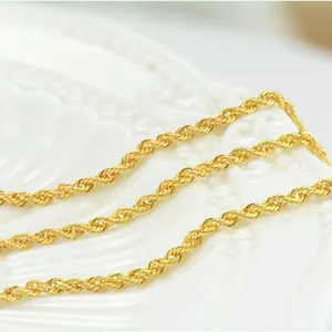 Professional Factory Pure Plated Roll 18k Necklace Triangle Hollow Rope Gold Chain 18 Carat Gold Chain