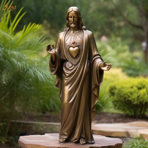 Cuore sacro di decorazione cristiana 3d cuore sacro statua di Kreuz Antike Kreuz bronzo Christus nel mondo statua di gesus - Product Image 6