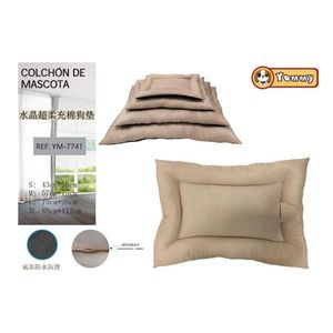 Cuccia per Cani Semplice da Interno in Pile Corallo, Forma Rettangolare, Lavabile a Mano, con Motivo Tinta Unita - Product Image 1