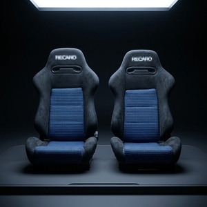 Sedile Sportivo da Corsa RECARO JBR1035 in Pelle Scamosciata Nera e Blu con Chiusura a Doppio Blocco per Auto Modificate, Montaggio Universale - Product Image 1