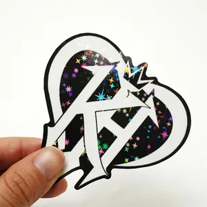 customized waterproof cute holographic star laminate stickers individual outdoor vinyl logo stickers
