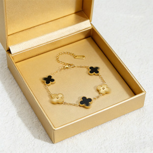 Explosiones de Moda: Lujoso Collar de <span class=keywords><strong>Acero</strong></span> <span class=keywords><strong>Inoxidable</strong></span> 18K con Patrón de Trébol de Cuatro Hojas y Fritillaria Grabado con Láser a Doble Cara, con Piedra Natural, Ideal para Fiestas - Product Image 2