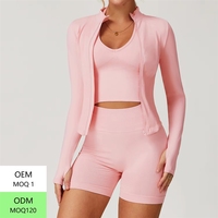 Ensemble de sport d'été sans couture pour femme, en tricot sans col, taille ajustée, pour yoga et fitness, haut court longueur genou, couleur unie