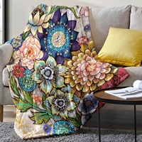 Couverture en flanelle florale bohème, super douce, luxueuse, colorée, mandala, pour chambre à coucher, canapé, sieste, toutes saisons, vente en gros d'usine