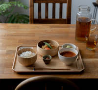 Plateau de service carré en bois massif, écologique et durable, plateau à dessert rustique, plateau à café et à thé en bois, lavable au lave-vaisselle pour hôtel