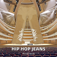 Pantalon en jean noir délavé personnalisé pour homme, taille mi-haute, denim respirant, style hip-hop Y2K, design de rue, hiver été