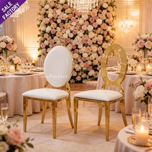 Venta al por mayor Hotel apilable de acero inoxidable de cuero de oro de la boda banquete comedor sillas para recepción - Product Image 1