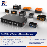 Batterie marine LiFePO4 144V 48V 36V 72V 600Ah, nouvelle batterie au lithium pour bateau à appât, 6000 cycles, rechargeable à décharge profonde
