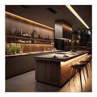 Realgres Apartment Project Quartz Mdf Armoire de cuisine noire élégante sans poignée