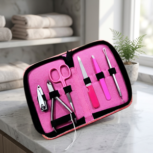 Kit de manucure professionnel ASAPPink, ensemble de soins des ongles, outils de manucure et pédicure en acier inoxydable, coupe-ongles 3-en-1, étui rose pour - Product Image 4