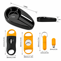Ensemble d'accessoires pour cigares 4-en-1 avec cendrier, coupe-cigares en V, coupe-cigares guillotine et poinçon à cigares