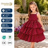 Vestido de Niña con Diseño de Puntos, Volantes en Capas, Sin Mangas, Falda Tipo Pastel, para Fiestas de Princesas, Ropa de Moda Infantil