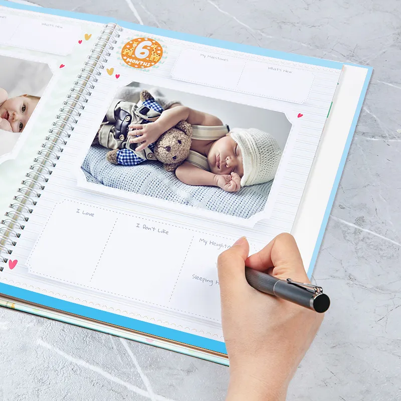 Álbum de memória para bebês, livro de fotos personalizado com impressão colorida para encadernação do bebê, lembrança do milestone, álbum de memória para o bebê