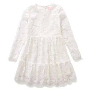 Venta caliente fabricantes de ropa personalizada niñas encaje blanco elegante vestido bebé niños Boutique cumpleaños fiesta vestido ropa