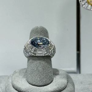 ANSTER Fine PT950 Platinum Jewelry VVS D F Marquise Cut 4.39ct Fancy Vivid Blue Lab Grown Diamond Ring with IGI Engagement Ring - Product Image 4