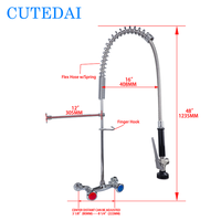 Robinet de cuisine de style industriel en chrome poli pré-rinçage Nouveau pulvérisateur à tirette construit en laiton Installation à 2 trous pour hôtels