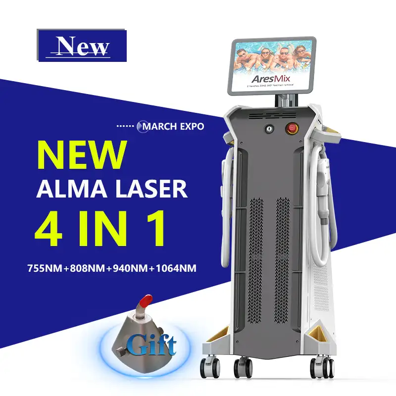 2022 Alma lazer titanyum 4 dalga boyları diyot lazer 755 + 808 + 940 + 1064 Alma lazer epilasyon makinesi