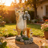 Lumière solaire LED IP65 étanche en forme de chat pour robinet, statue décorative de jardin, art extérieur pour cour, terrasse, balcon