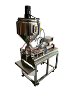 Machine de remplissage semi-automatique à double tête pour miel, huile et confiture, avec chauffage et agitateur, trémie chauffante à 2 niveaux, précision de 1 %