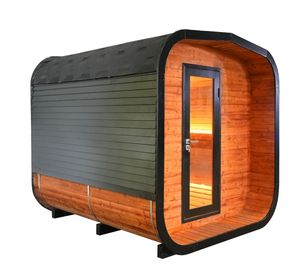 Sauna en bois carbonisé de haute qualité pour l'extérieur, grande taille familiale, cube, sauna traditionnel à vapeur avec chauffage au bois - Product Image 4